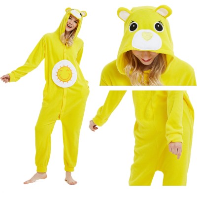 Yellow Sun Bear Onesie Kigurumi Animal Pajama Costume For Adult