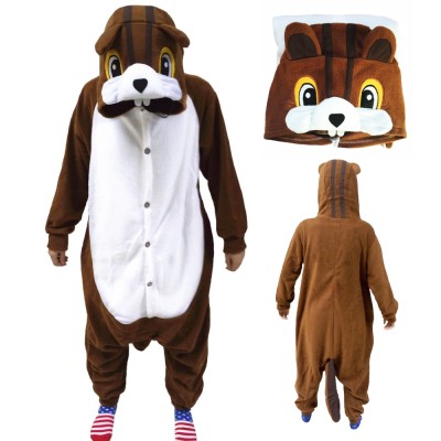 Lovely Squirrel Onesie Kigurumi Funny Animal Pajama Halloween Costume For Adult