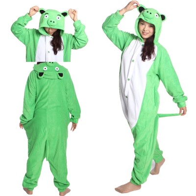Adult Green Pig Kigurumi Onesie Pajama  Funny Cartoon Animal Halloween Cosplay Costume