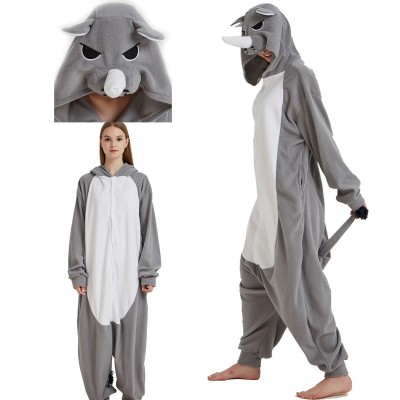 Rhinoceros Kigurumi Onesie  Pajama Cartoon Animal Cosplay Costume For Adult 