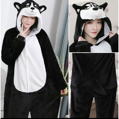 Black Shiba Inu Kigurumi Onesie Pajama Cartoon Unisex Animal Costume 