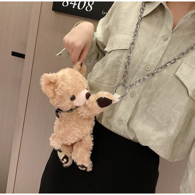 Bungee Teddy Bear Cute Cartoon Plush Chain Cross-body Bag