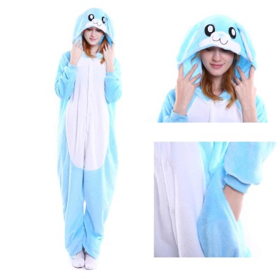 Kigurumi Blue Rabbit Onesies Animal Pajamas For Adults