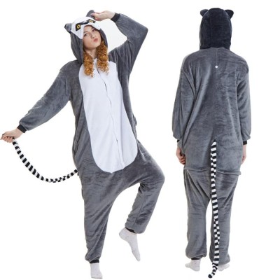 Gray Lemur Catta Onesie Pajamas Kigurumi