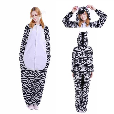 Zebra Kigurumi Onesie Unisex Flannel Animal Pajamas