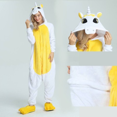 Golden Unicorn Kigurumi Onesie Flannel Pajamas