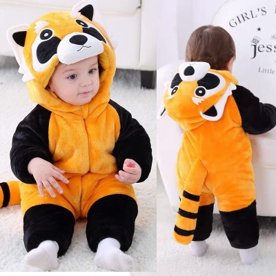 Raccoon Sherpa-Lined Baby Romper For Infants Halloween Animal Costumes