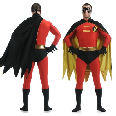 Modern Robin Bodysuit Full-Length with 'R' Emblem For Halloween Adults Costume