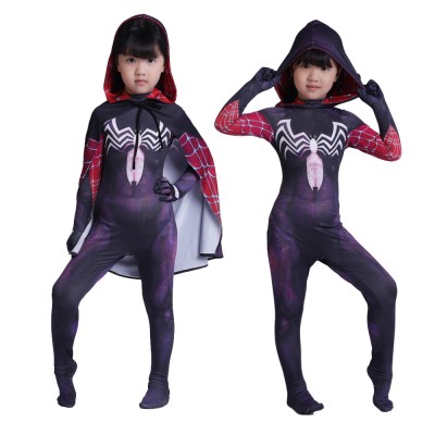 Spider-Gwen Magenta Bodysuit Set For Halloween Kids Costumes