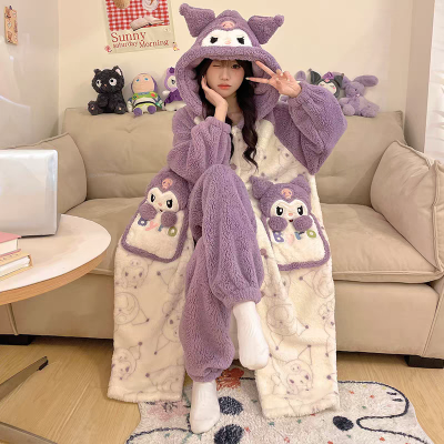Stellar Bunny Hooded Long Robe Loungewear Set For Halloween Adults Costumes