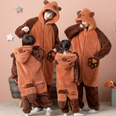 Capybara Onesies Pajama Matching Family Kigurumi Thick Coral Fleece Cosplay Costumes