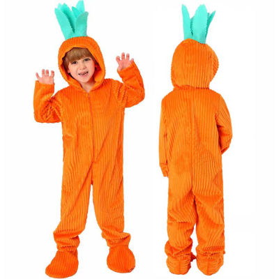 Kids Vegetable Carrot Onesie Kugurumi Halloween Pajama Coustume 