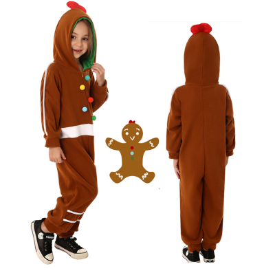 Kids Gingerbread Man Onesie Kugurumi  Pajama Halloween & ChristmasCoustume 