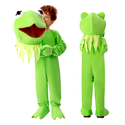 Kermit the Frog Cosaplay Onesie Kugurumi Pajama Halloween  Party Coustume For Kids