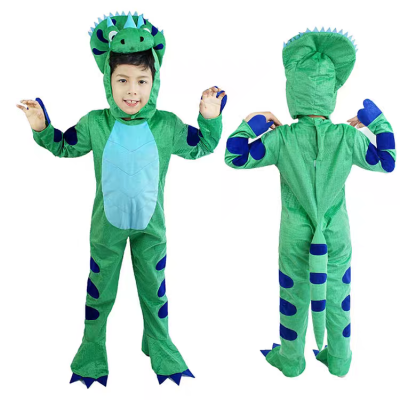 Green Triceratops Onesie For Kids Halloween Party Jurassic World Dinosaur Cosplay Costumes