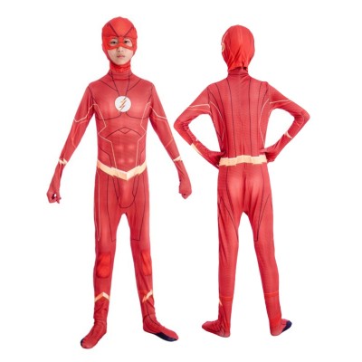 The Flash Barry Allen Bodysuit For Kids Halloween Cosplay Costumes 