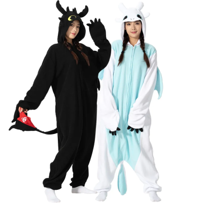 Toothless & Light Fury Onesie Pajamas Adult Halloween Matching Couple Cosutmes
