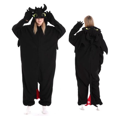 Black Dragon Toothless Night Fury Onesie Kigurumi For Adults Halloween Costumes