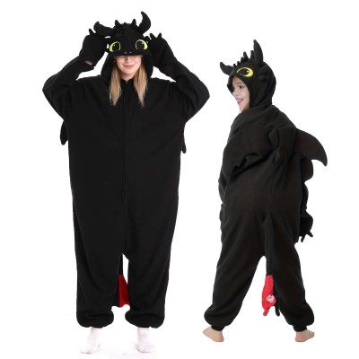 Black Dragon Toothless Night Fury Onesie Kigurumi For Matching Family Halloween Costumes