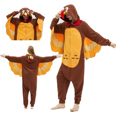 Cartoon Thanksgiving Turkey Onesie Pajama Kigurumi For Adult 