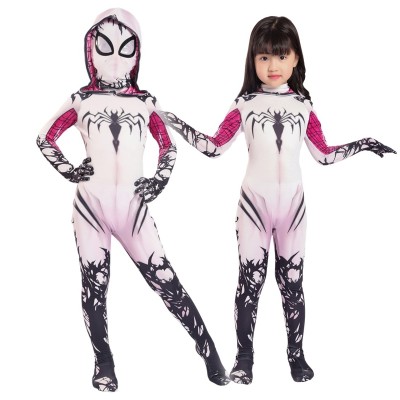 Venomized Spider-Gwen Kids Costume Jumpsuit For Halloween