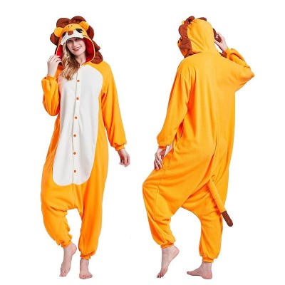  Adult Halloween Cartoon Cute White Belly Lion Onesie Kigurumi Pajamas