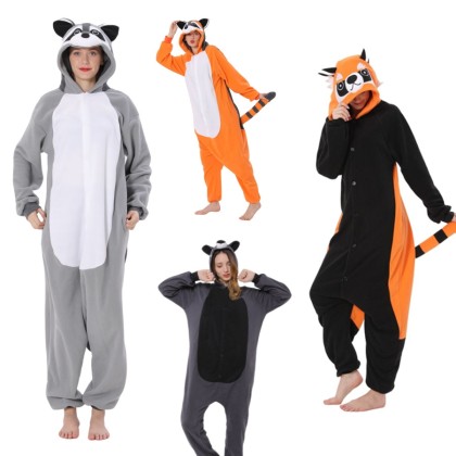 Raccoon Onesie Halloween Costume for Adults