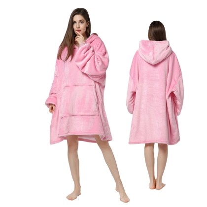 Pink Oversized Hoodie Blanket Winter Warm TV Wearable Sweatshirt For Adult