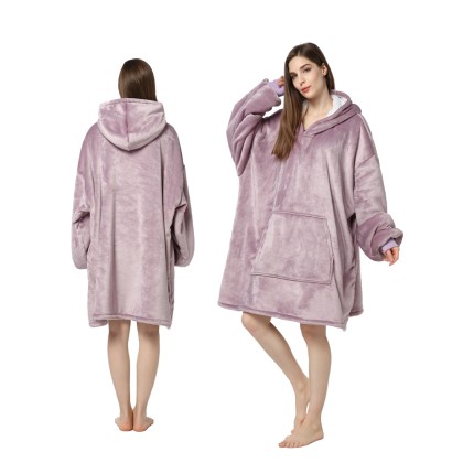 Pearly Pink Oversized Blanket Hoodie Adult Winter Warm TV Wearable Sweatshirt