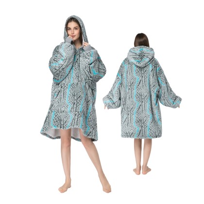 Python Pattern Wearable Blanket Hoodie TV Sherpa Blanket Sweatshirt For Adult Unisex