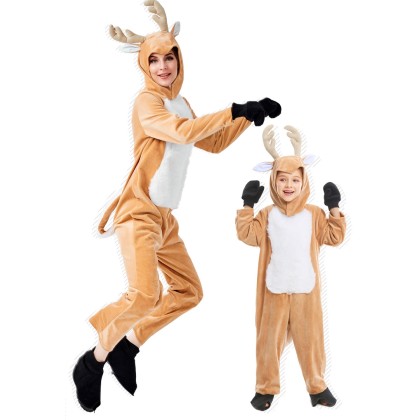 Matching Family Christmas Elk Onesies For Parent-Child Christmas Kigurumi Suits