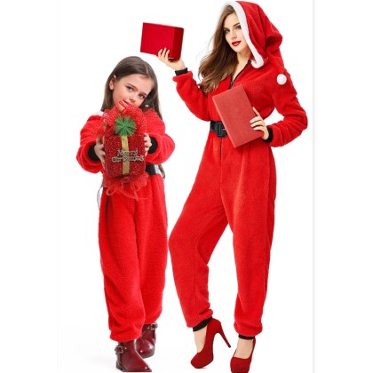 Red Santa Claus Casual Onesies Christmas Matching Family Pajama Costumes