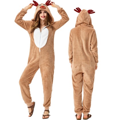 Cute Deer Animal Family Pajama Kigurumi Onesies Christmas Costumes  For Adults
