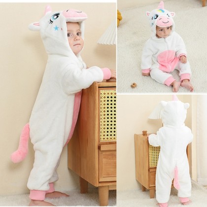 Cute White Unicorm Romper Baby Animal Kigurumi Halloween Toddler Costumes