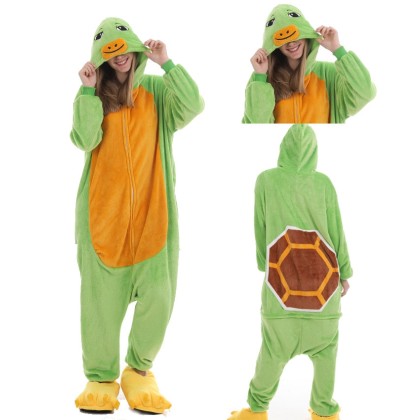 Light Green Turtle Kigurumi Onesie Animal Pajama Costumes Zip-Up
