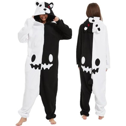 Monokuma Kigurumi Onesie Cartoon Zipper Bear Pajama Costume For Adults