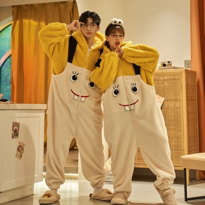  Couples Matching Cartoon Cute Onesie Kigurumi Winter Thickened Hoodie Pajamas 