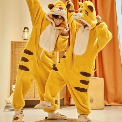 Yellow Tiger Onesie Kigurumi Matching Pajamas For Couples Christmas Costumes