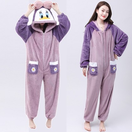 Adults Purple Daisy Duck Onesies Pajama Halloween Christmas Costumes