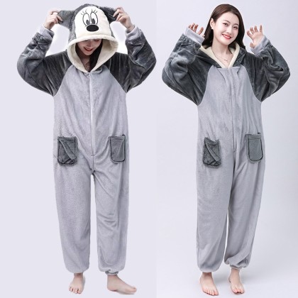 Grey Mickey Mouse Casual Onesies Pajama Costumes For Women & Men