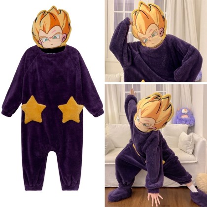  Dragon Ball Son Goku Kigurumi Onesie Thickened Coral Velvet Cartoon Loose Pajamas For Adults