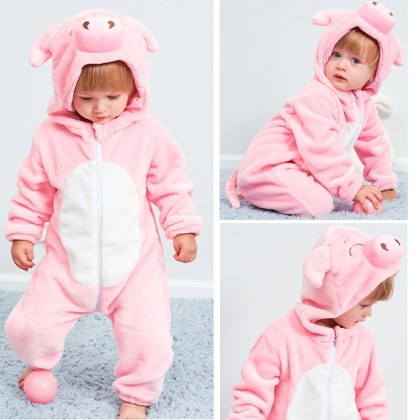 Cute Pink Pig Baby Halloween Onesie Kigurumi Romper Animal Toddler Costume