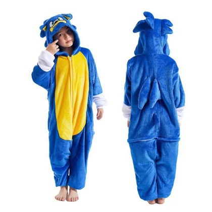 Blue Hedgehog Onesie Pajamas For Kids Halloween Kigurumi Costume 