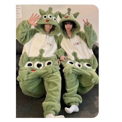 Cute Alien Onesie Kigurumi Matching Pajamas For Couples Thick Christmas Costumes