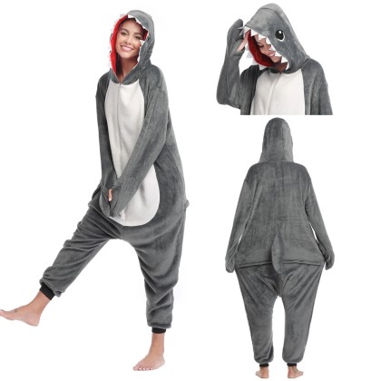 Grey Shark Onesie Kigurumi Animal Pajamas For Women & Man