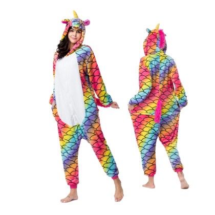 Scale Unicorn Onesie Pajama Animal Kigurumi Costume For Adult