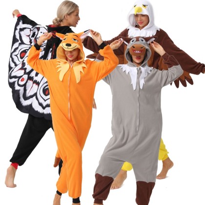 Hot Sale New Arrival Deer Fox  Eagle Mothman Onesie For Halloween Couples Animal Costumes