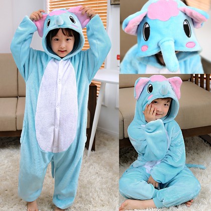 Animal kigurumi Blue Dumbo Elephant onesie pajamas for kids