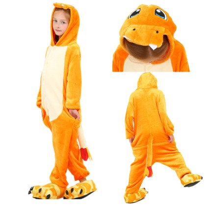 Animal Kigurumi Yellow Charmander Onesie Pajamas For Kids