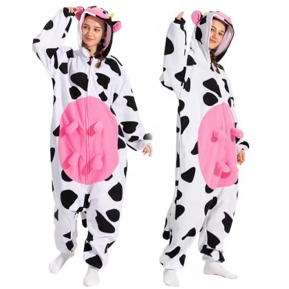 Adult 3D Pink Cow Onesie Kigurumi Halloween Costume